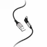 Usb-cable Micro USB XO NB176 1.2m ( круглий, тканевий, Г-образний, метал.коннект ) Black / grey