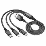 Usb-cable 3 in1 Micro USB/iPhone5/Type-C HOCO X76 2A 1m (круглий,тканинний) Black