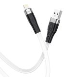 Usb-cable iPhone 5 HOCO X53 "Angel" 2,4A 1m (плоский,метал.коннект) White