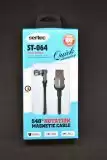 Usb-cable Micro USB Sertec ST-064 2.4A 1m (Г-образний, круглий, тканевий, Magnetic) Black / grey