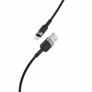 Usb-cable iPhone 5 XO NB198 2.4A 1m ( круглий, тканевий ) Black