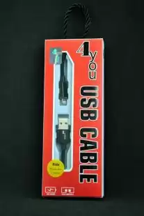 Usb-cable iPhone 5 4you Rido Fast Charge ( 2.1A, круглий, тканина, чорний, 2М )