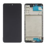 LCD Samsung M51/M515 з чорним тачскрином + дисплейна рамка OLED (М)