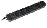 Фильтр сетевой Gembird SPG6-G-10B 6 розеток, черный 3м (с предохранителем)
