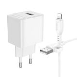 СЗУ-USB Borofone BAS11A 2.1A/10.5W 1 Usb + кабель Lightning White (блістер)
