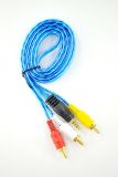 Кабель 3.5mm папа/3RCA папа 1.5m (силиконовая оплетка) Blue 