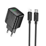 СЗУ-USB HOCO CS25A PD 20W+QC3.0 (1USB/1Type-C/3A) + кабель Type-C - Lightning Black блістер