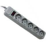 Фильтр сетевой Gembird SPG5-G-6G 5 розеток, cерый 1.8м (с предохранителем)