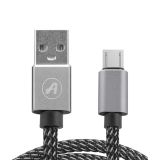 Usb-cable Micro USB Aspor A131 2.4A 1.2m orig 100% (круглый,пластиковый шнур) Black/grey