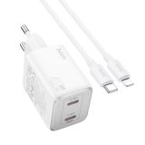 МЗП-USB HOCO N42 PD45W+QC3 (2Type-C) + кабель Type-C-Lightning White