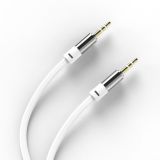 Аудіо кабель 3,5mm / 3,5mm AUX 2pin (плоский, метал. коннект, тих.пакет) White