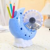 Вентилятор настільний Moon Fans HQ66-21 Blue (АКБ, підставка, підсвічування, 3 режими, Type-C)