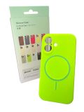 Чехол iPhone 16 Silicon BEATS with MagSafe №13 Neon green