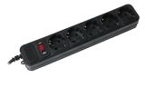 Фильтр сетевой Maxxter SPM5-G-15B, 5 розеток, черный 4,5м (с предохранителем)