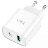 СЗУ-USB HOCO C80A Plus PD 20W+QC3.0 (1USB/1Type-C/3.1A) White