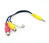Кабель 3.5mm тато / 3RCA мама 0.2m чорний
