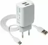 МЗП-USB XO L35D 2.1A 2 Usb + кабель Type-C White