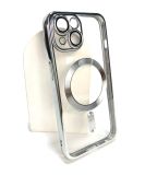 Чехол iPhone 12ProMax Silicon Case Shining Full Camera with MagSafe Silver