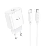 МЗП-Type-C HOCO C76A Pro PD30W (1 Type-C) + кабель Type-C - Type-C White