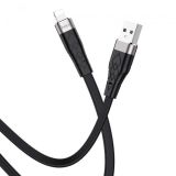 Usb-cable iPhone 5 HOCO X53 "Angel" 2,4A 1m (плоский, метал.коннект) Black