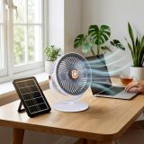 Вентилятор FAN SOLAR PANEL S33-1 2в1(настіл/настінний, АКБ,5 швидкостей, сонячна панель, Type-C) White