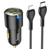 АЗП-USB HOCO NZ6 PD45W (2Type-C/USB/3A) + кабель Type-C-Lightning Black