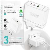 СЗУ-USB BOROFONE BN11 PD+QC3.0 100W/3A (1 Usb/2Type-C) White