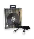 Usb-cable Type-C Aspor A137 Speed Data 2.4A 1.2m orig 100% (плоский, тканевый шнур) Black