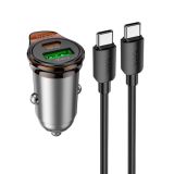 АЗП-USB HOCO NZ16A PD25W+QC3.0 (1Type-C/1USB) + кабель Type-C-Type-C Grey