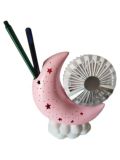 Вентилятор настольный Moon Fans HQ66-21 Pink (АКБ, подставка, подсветка, 3 режима, Type-C)