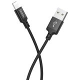 Usb-cable iPhone 5 HOCO X14 Times 2m (круглый,тканевый, метал. коннект) Black