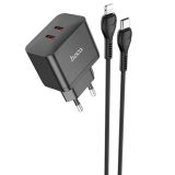 МЗП-Type-C HOCO N29 PD35W (2Type-C) + кабель Type-C - Lightning Black