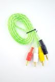 Кабель 3.5mm тато / 3RCA тато 1.5m ( силіконова обплетка ) Green 