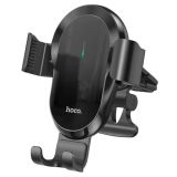 Holder HOCO CA105 (с беспроводной зарядкой,в воздуховод) Black