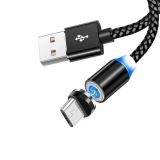 Usb-cable Micro USB Aspor-360Pro magnetic 2.4A 1m (круглый,ткань + пластик,метал.коннек) Black