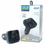 FM модулятор M24 (bluetooth, 2 USB, кнопка відповіді, MP3) Black