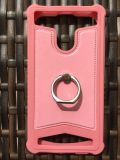 Бампер универсальный Silicon+Leather+Кольцо 4.5"(4,2-4,7) pink "Акционная цена"