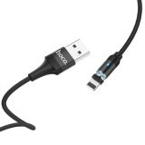 Usb-cable iPhone 5 HOCO U76 Fresh magnetic 2.4А 1.2m (круглый) Black