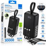 Power Bank 30000mAh ACL PW-118 22.5W(LCD-дисп,Встр кабели:USB-C,Lightning иUSB)black(А)-Цена Недели!