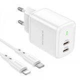 СЗУ-USB BOROFONE BN9 PD 35W/3A (2Type-C) + кабель Type-C - Lightning White