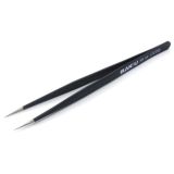 Пінцет прямий Baku A8 SS sa URESD із чорним антистатичним покриттям (М) 