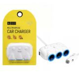 Трійник в прикурювач HOCO C1 (3 порту + 2USB / 5V / 3.1A) White