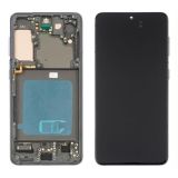 LCD Samsung S21 G990F Galaxy с черным тачскрином и серой корпусной рамкой OLED (M)