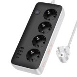 Удлинитель сетевой HOCO AC21 3m (3USB/1 Type-C/4xSocket) Black