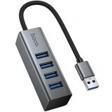 Hub HOCO HB1B 4 порта (USB to USB3.0*4) Grey