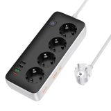 Подовжувач мережевий HOCO AC22 1.5m PD20W (3USB/1Type-C/4xSocket) Black