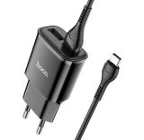 СЗУ-USB HOCO C88A 2.4A 2 Usb + кабель Type-C Black
