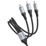Usb-cable 3 in1 Micro USB/iPhone5/Type-C HOCO X102 1m (круглый) Black