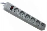 Фильтр сетевой Gembird SPG6-G-6G 6 розеток, серый 1.8м (с предохранителем)