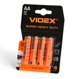 Батарейка Videx R6P AA солевая (4 на блистере)